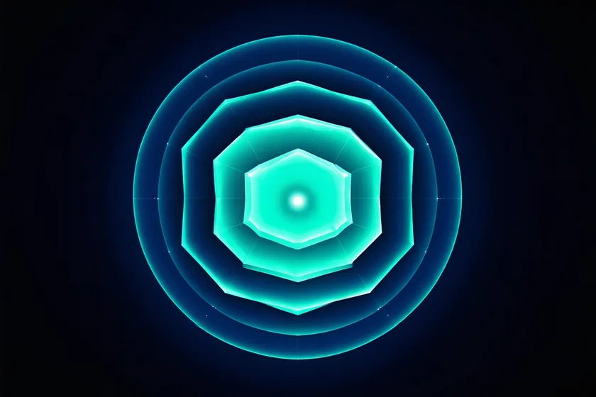Abstract radar chart visualization showing category benchmarking comparison metrics