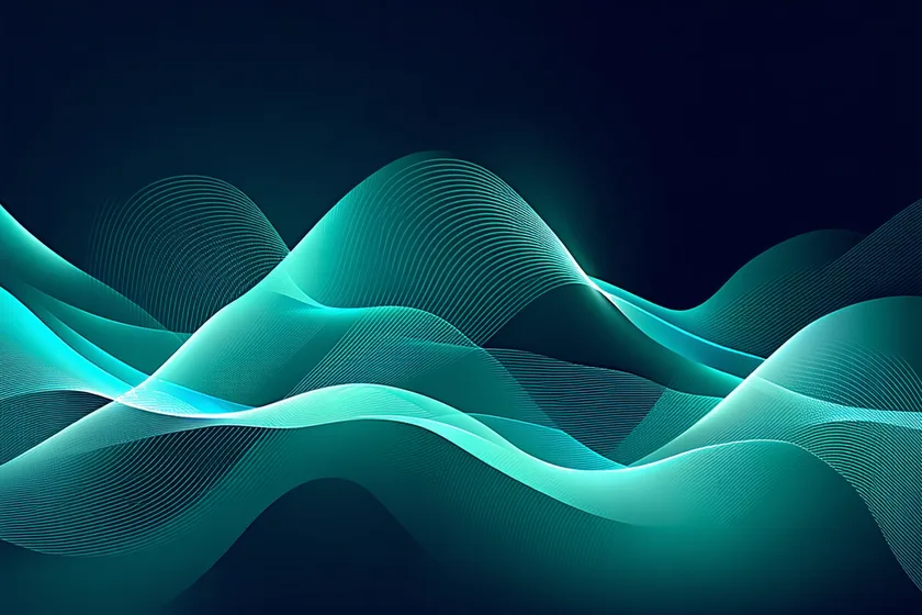Abstract data visualization showing sell-out trend wave forms and velocity signals